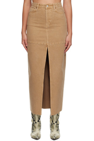 Tan Tazz Denim Maxi Skirt | SSENSE