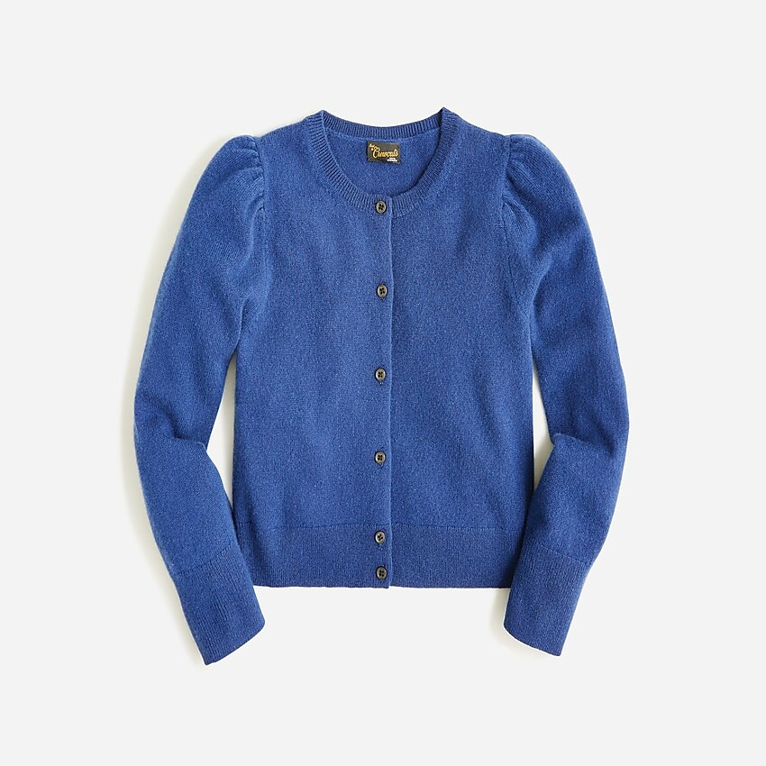 Girls' cashmere puff-sleeve cardigan sweater | J. Crew US