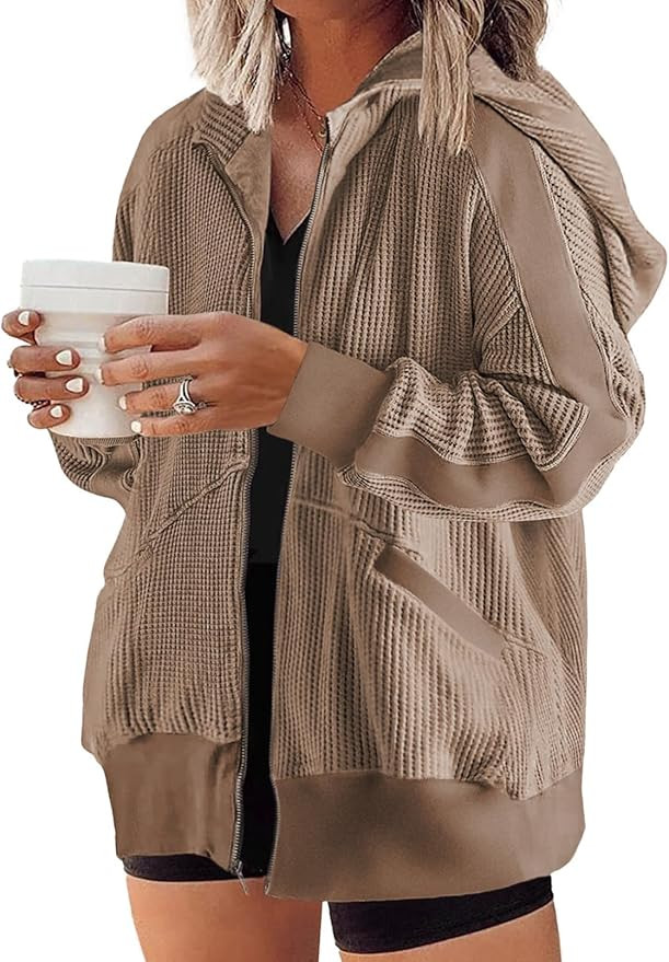 Eytino Womens Plus Size Long Sleeve Zip Up Oversized Casual Hoodies Sweatshirt Jackets with Pocke... | Amazon (US)