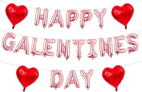 Happy Galentine's Day Party Gecorations- Rose Gold Happy Galentines Day Balloons Banner 16inch Ro... | Amazon (US)