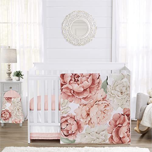 Sweet Jojo Designs 4-Piece Baby Crib Bedding Set (Pink Boho Floral) for Girls, Infants/Nursery incl. Blanket, Fitted Sheet, Skirt, Diaper Stacker (Watercolor, Bohemian, Wildflower, Vintage, Elegant) | Amazon (US)