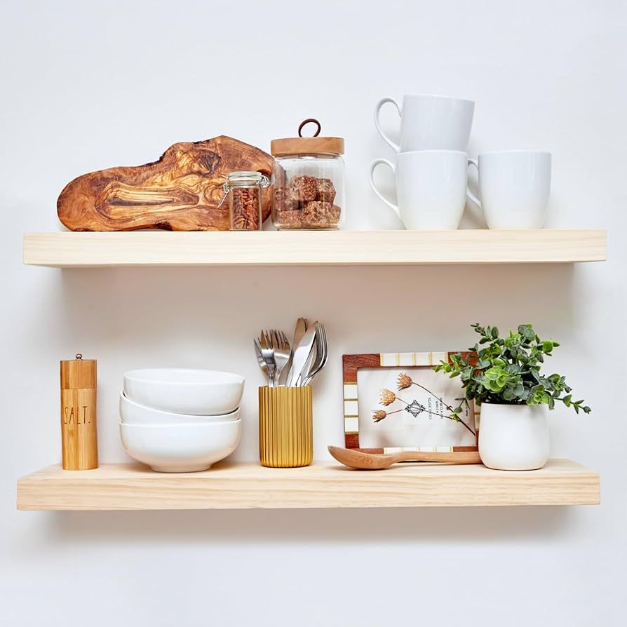 Homeforia Rustic Farmhouse Floating Shelves, Bathroom Wooden Shelves for Wall Mounted, Thick Indu... | Amazon (US)