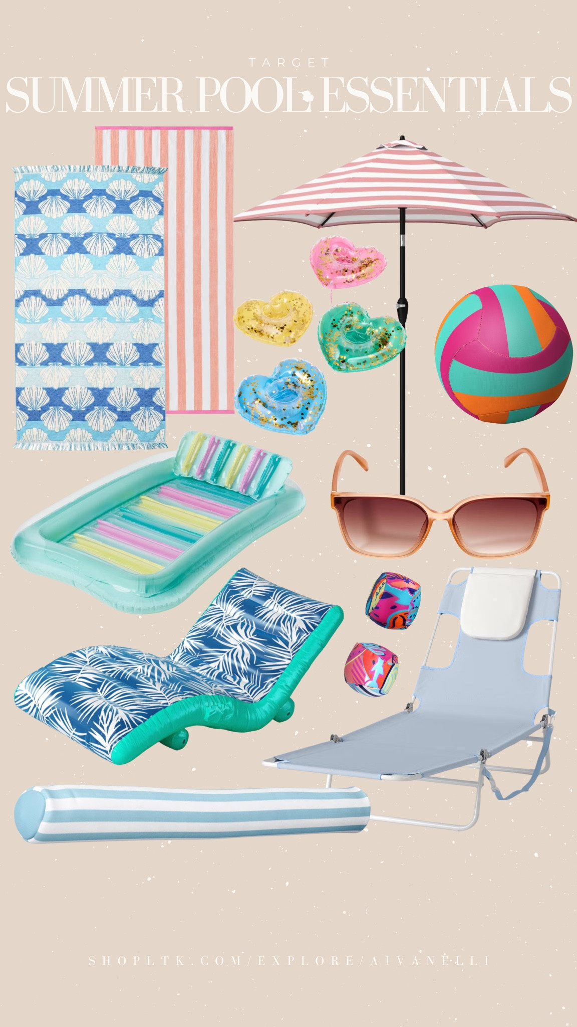 Target summer pool essentials

outdoor pool lounge chairs
poolside umbrellas and shade canopies
patio sectionals and outdoor sofas
pool floats and inflatable loungers
outdoor side tables and drink holders
pool towel racks and storage bins
waterproof outdoor cushions and pillows
poolside bar carts and serving trays
outdoor string lights and lanterns

#LTKSwim #LTKSaleAlert #LTKSeasonal