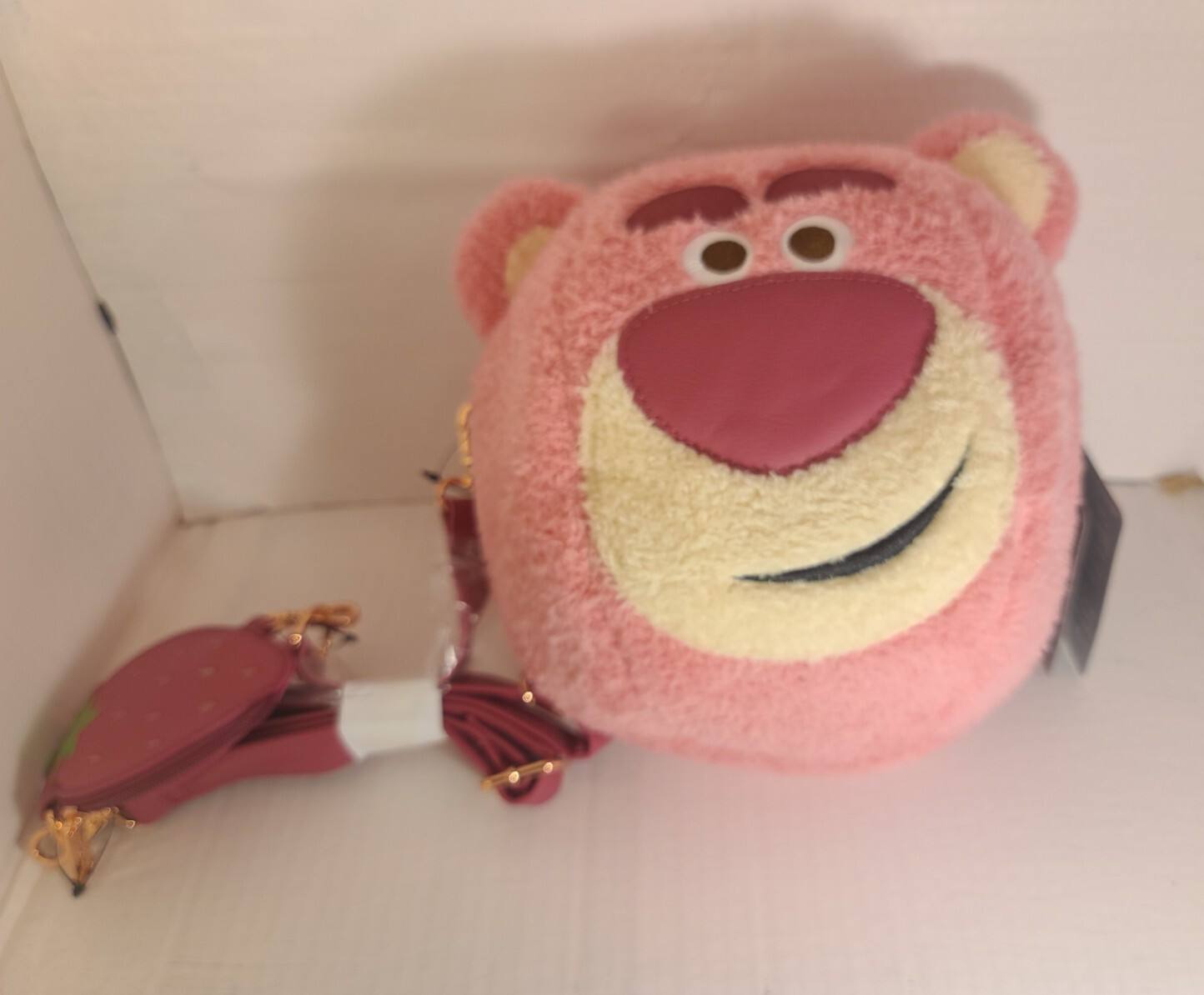Loungefly Disney's Toy Story Lotso Bear Strawberry Scented Fuzzy Crossbody bag   | eBay | eBay US