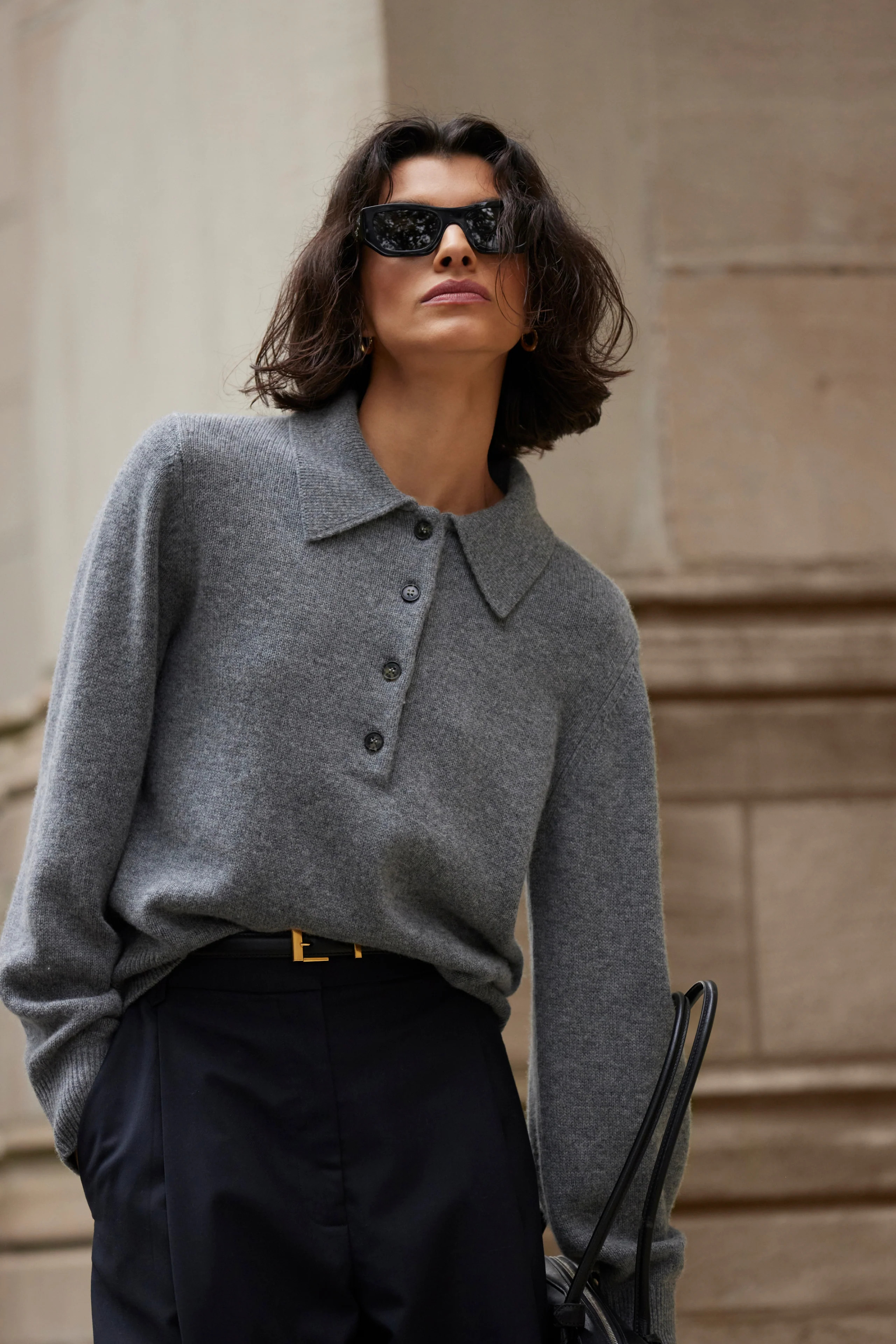 The Cashmere Polo in Heather Grey | Sold Out NYC