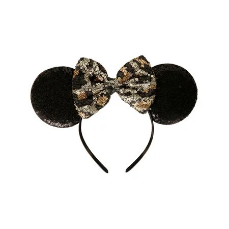 Disney- Minnie Mouse Ears Bow Headbands Girl s Fashion Cheetah Sequin | Walmart (US)