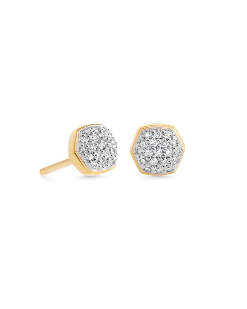 Davie 18k Gold Vermeil Pave Stud Earrings in White Diamond | Kendra Scott