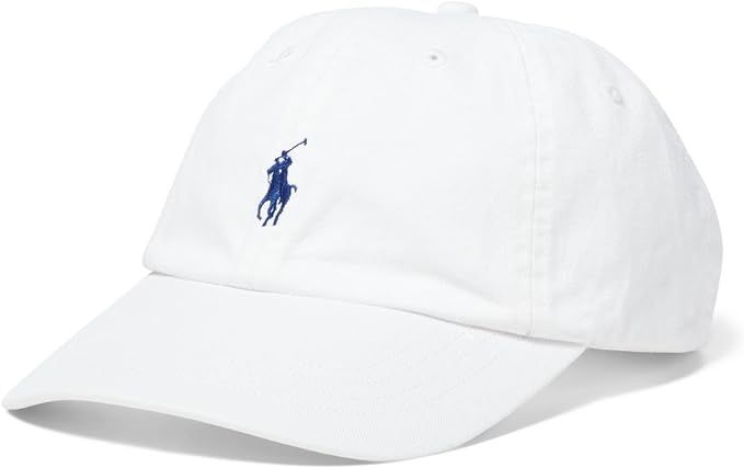 Polo Ralph Lauren Men`s Cotton Chino Baseball Cap (White(3007)/Navy/White, One Size) | Amazon (US)