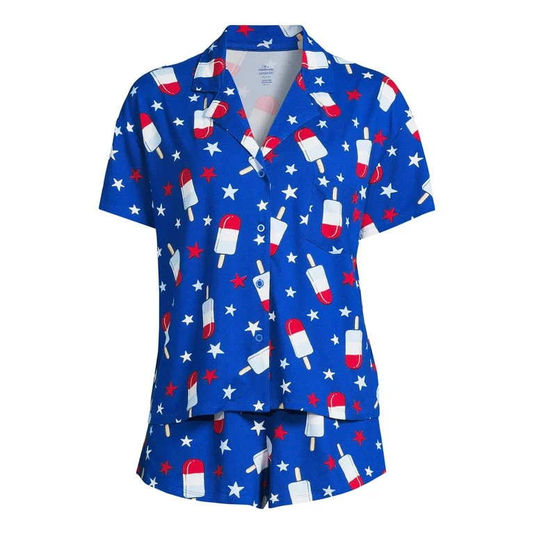 4th of July Women’s Shorty Pajama Set by Way to Celebrate, 2-Piece, Sizes XS to 3X - Walmart.co... | Walmart (US)