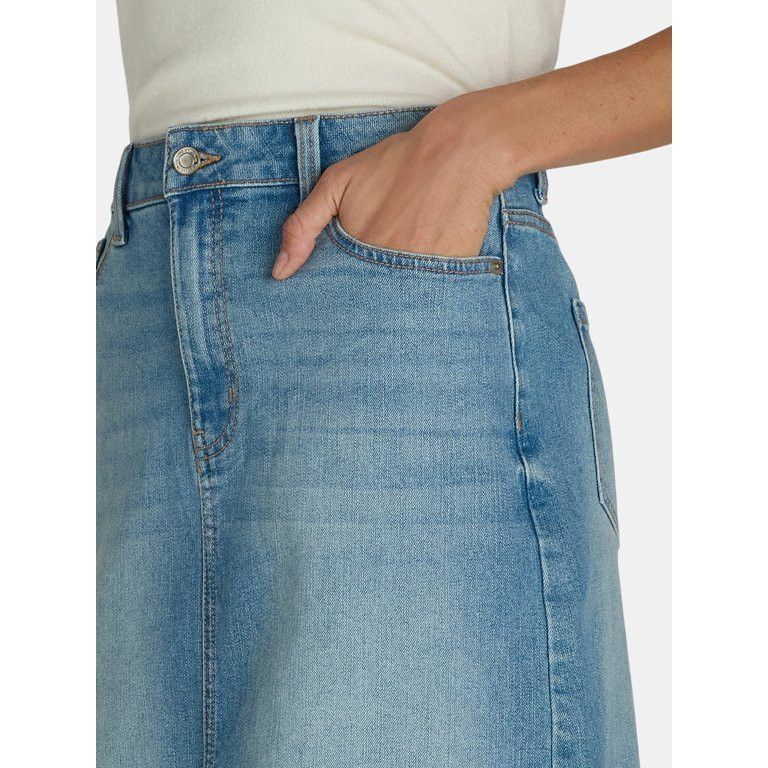 Time and Tru Women's Denim Slit Midi Skirt, Sizes 2-20 - Walmart.com | Walmart (US)