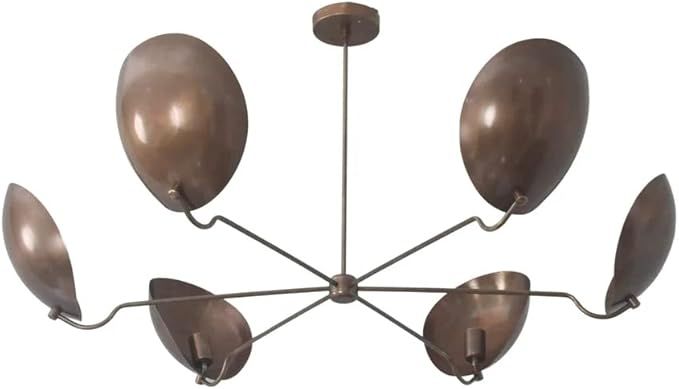 NauticalMart 6 Light Curved Shades Pendant Mid Century Modern Raw Brass Sputnik Chandelier Light ... | Amazon (US)