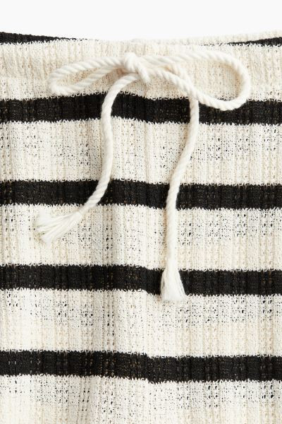 Textured-knit Pants - Cream/black striped - Ladies | H&M US | H&M (US + CA)