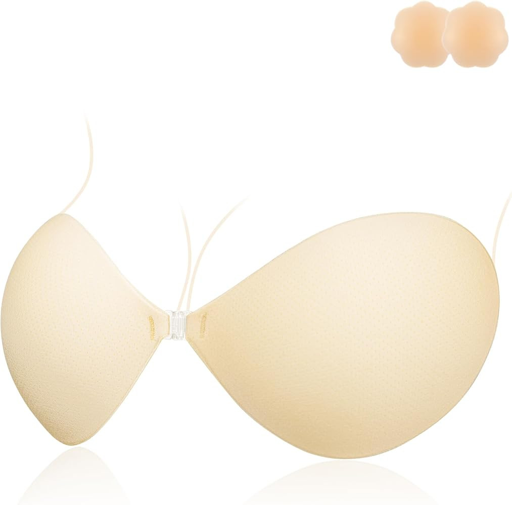 Niidor 2024 Strapless Backless Bra, Reusable Push Up Sticky Boobs Adhesive Wireless Stick On Bras... | Amazon (US)