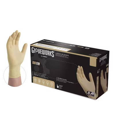 GLOVEWORKS Heavy-Duty Ivory Latex Gloves - Industrial Grade - Size X-Large - 100 Count | Target