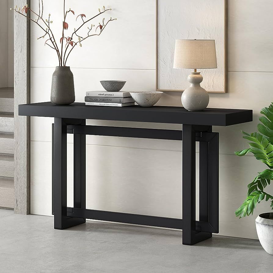 Merax Wood Entryway Console Table, Modern Line Frame with Industrial Concrete Top, for Living Roo... | Amazon (US)