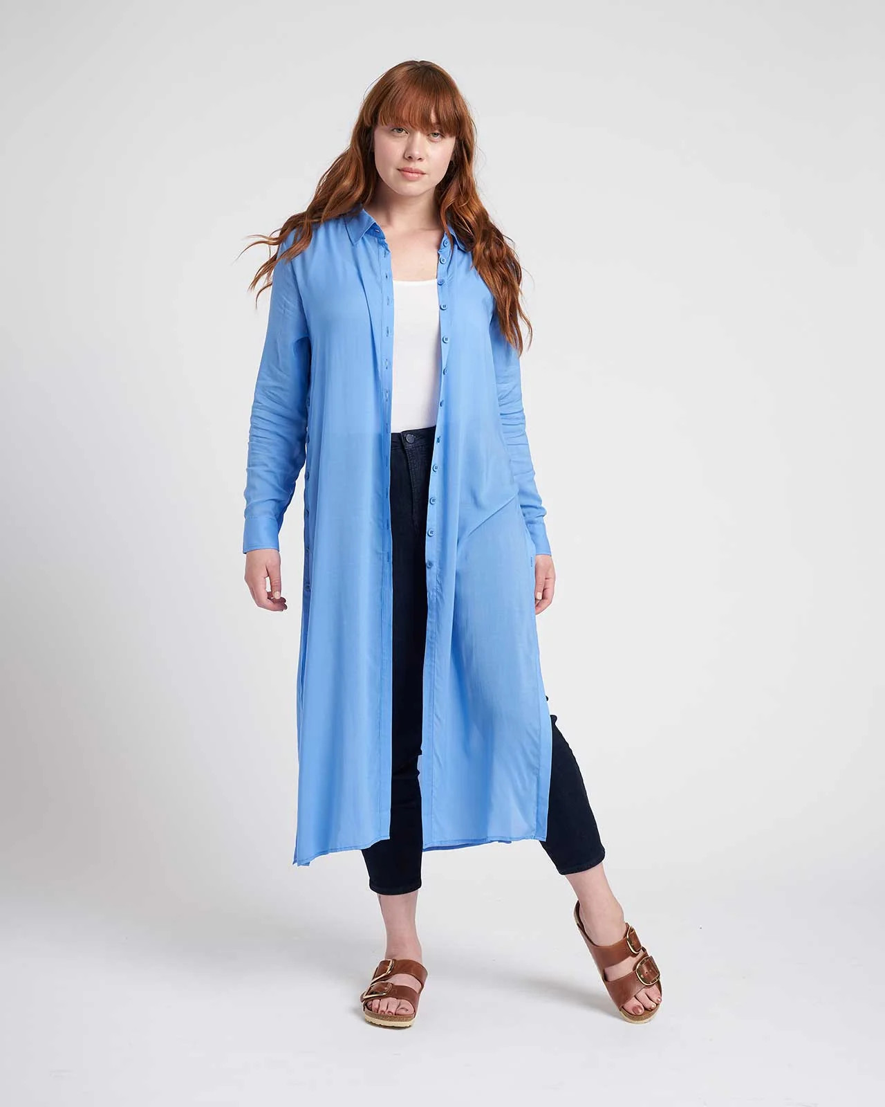 Nailah Button Down Tunic - Azure | Universal Standard