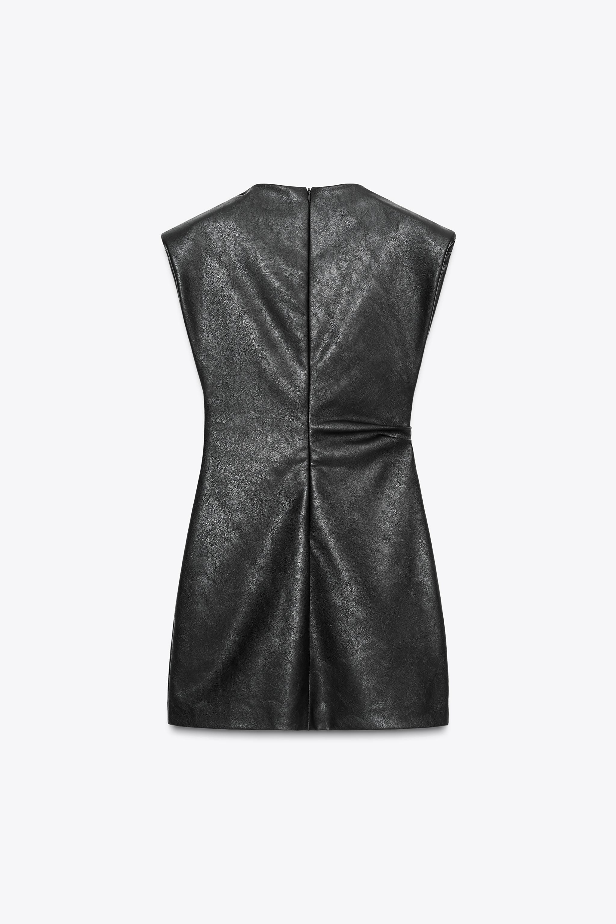 FAUX LEATHER SHORT DRESS WITH SHOULDER PADS | Zara US