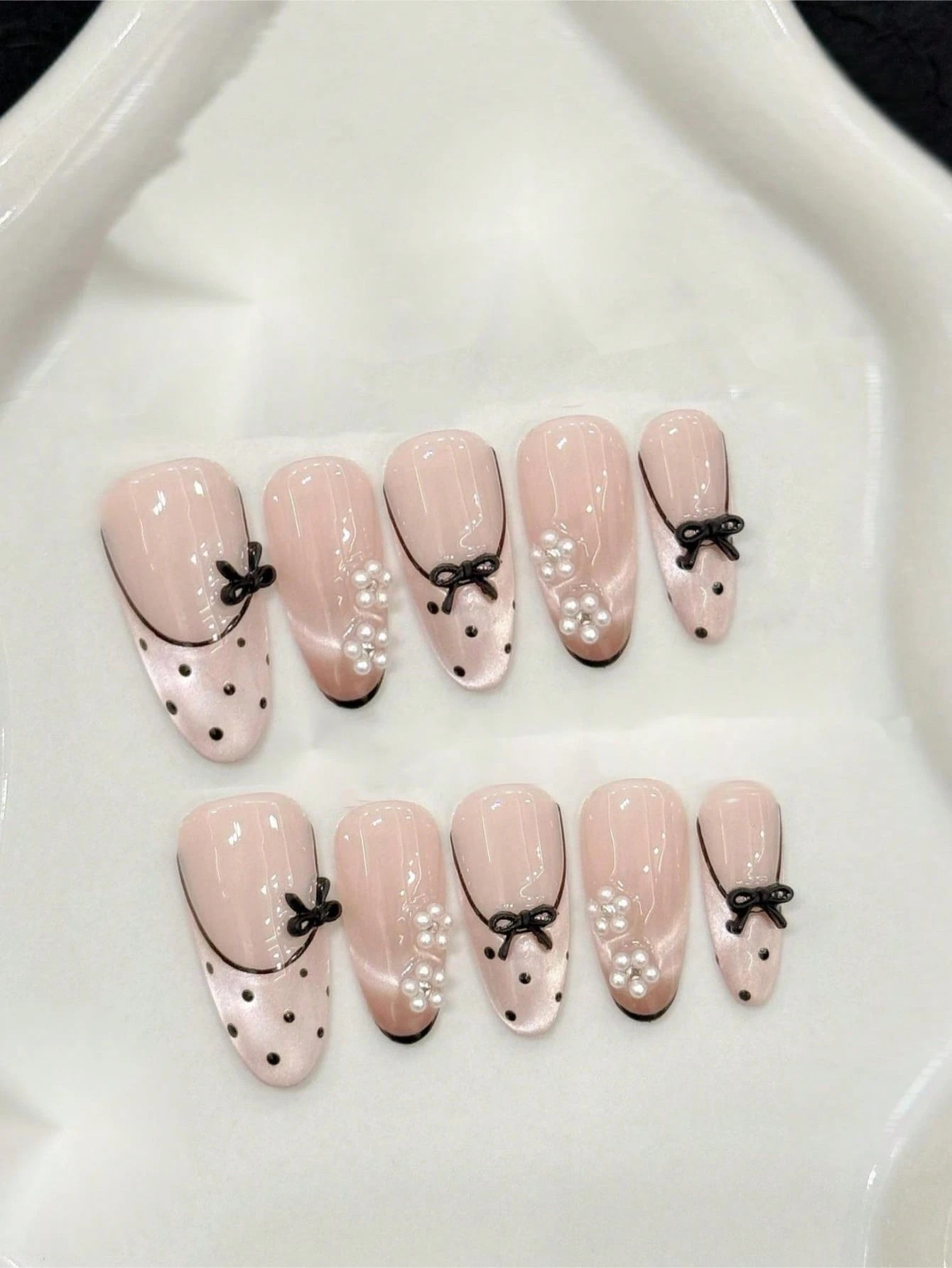 10Pcs Middle Oval Handemade Press On Nails For Party And Daily Wear,Pink,Pink Nails,Sweet Cherry,... | SHEIN