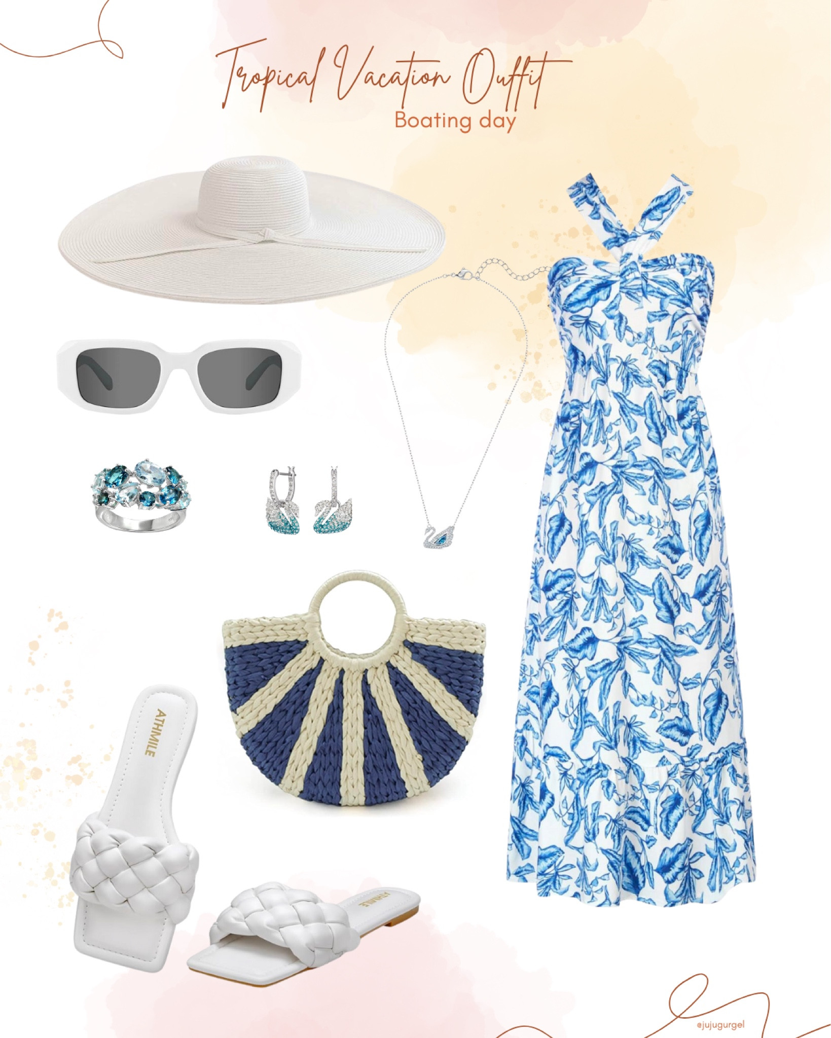 Boating day tropical vacation outfit inspiration in blue and white with silver jewelry. #founditonamazon #amazonfashion

#LTKSpringSale #LTKfindsunder100 #LTKstyletip