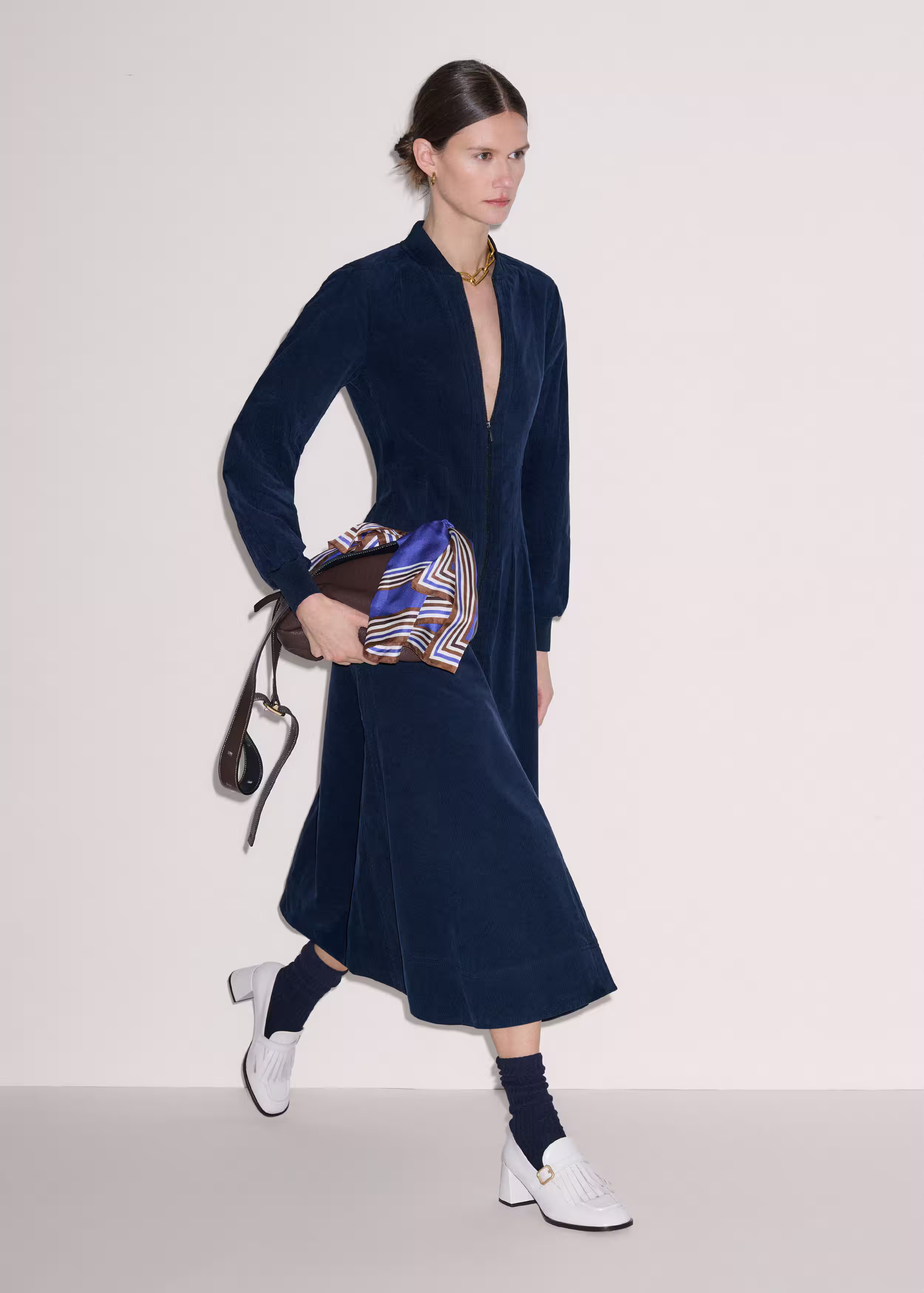 Pleated Midi Dress Fluid Cord | ME+EM US