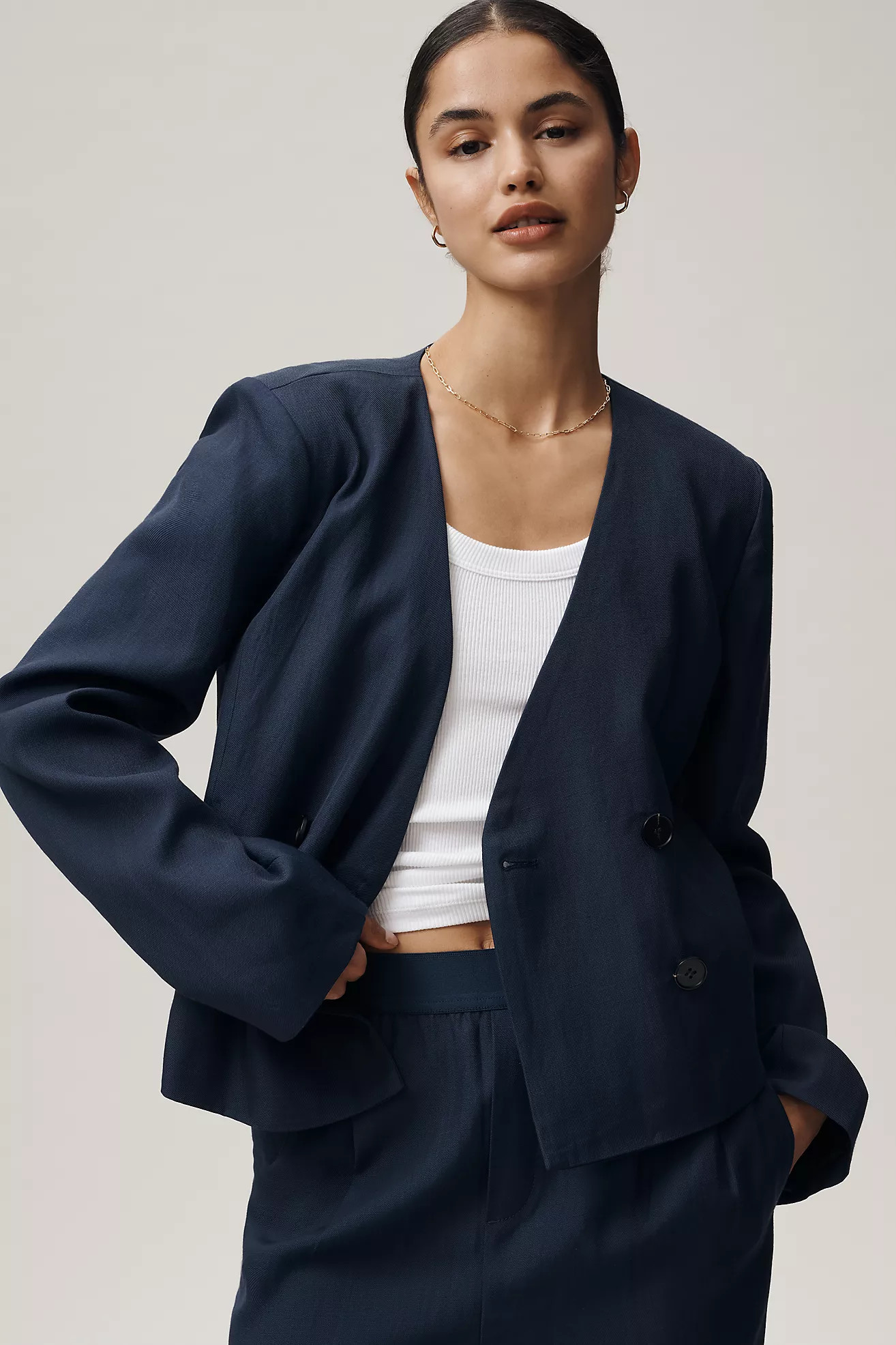 Maeve Collarless Cropped Blazer | Anthropologie (US)
