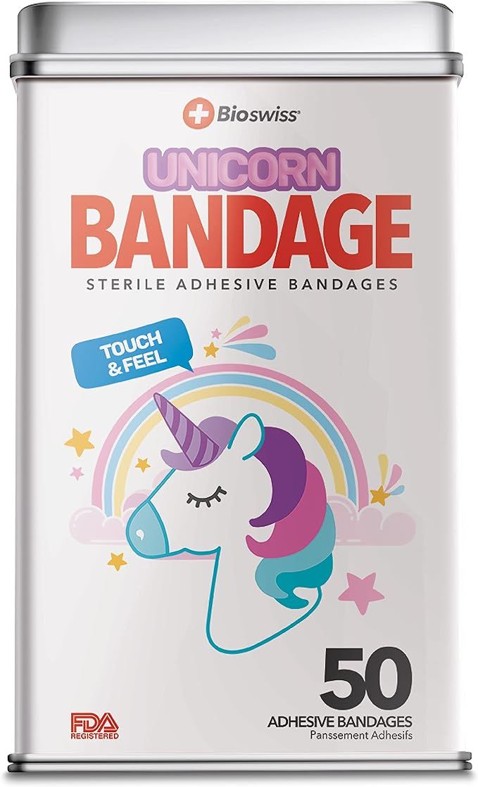 BioSwiss Bandages, Unicorn Shaped Self Adhesive Bandage, Latex Free Sterile Wound Care, Fun First... | Amazon (US)