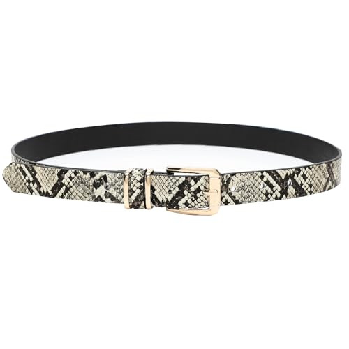 Earnda Women Skinny Waist Belt for Jeans, Snake Print Leather Thin Belts M | Amazon (US)