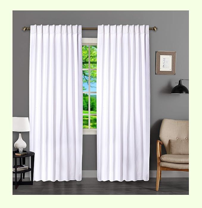 Tab Top Curtains, Farmhouse Cotton Curtains, Curtain 2 Panel Set,Cotton Duck Curtains 50x108 Whit... | Amazon (US)