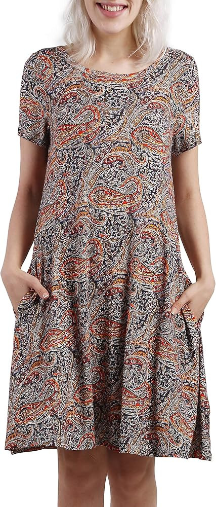 KORSIS Women's Summer Casual T Shirt Dresses Short Sleeve Swing Dress Pockets | Amazon (US)