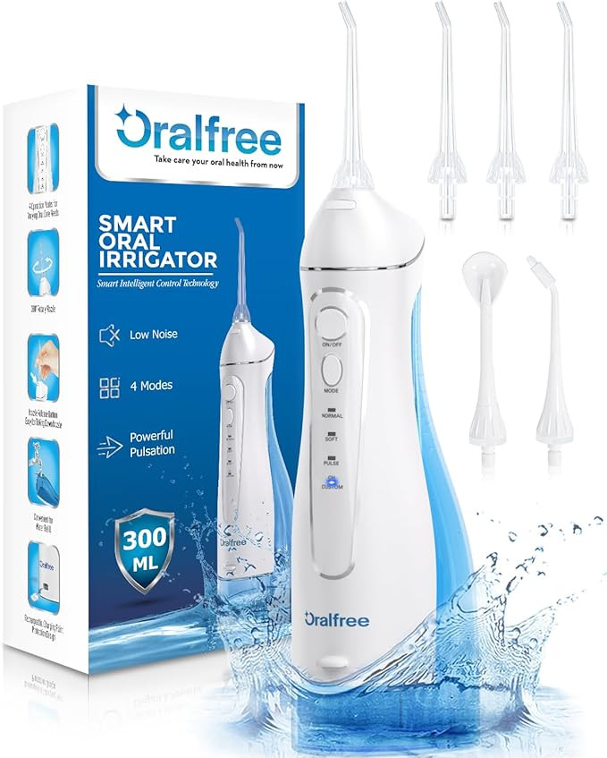 Oralfree Water Dental Flosser Cordless for Teeth Cleaning - 4 Modes Oral Irrigator 300ML Braces F... | Amazon (US)