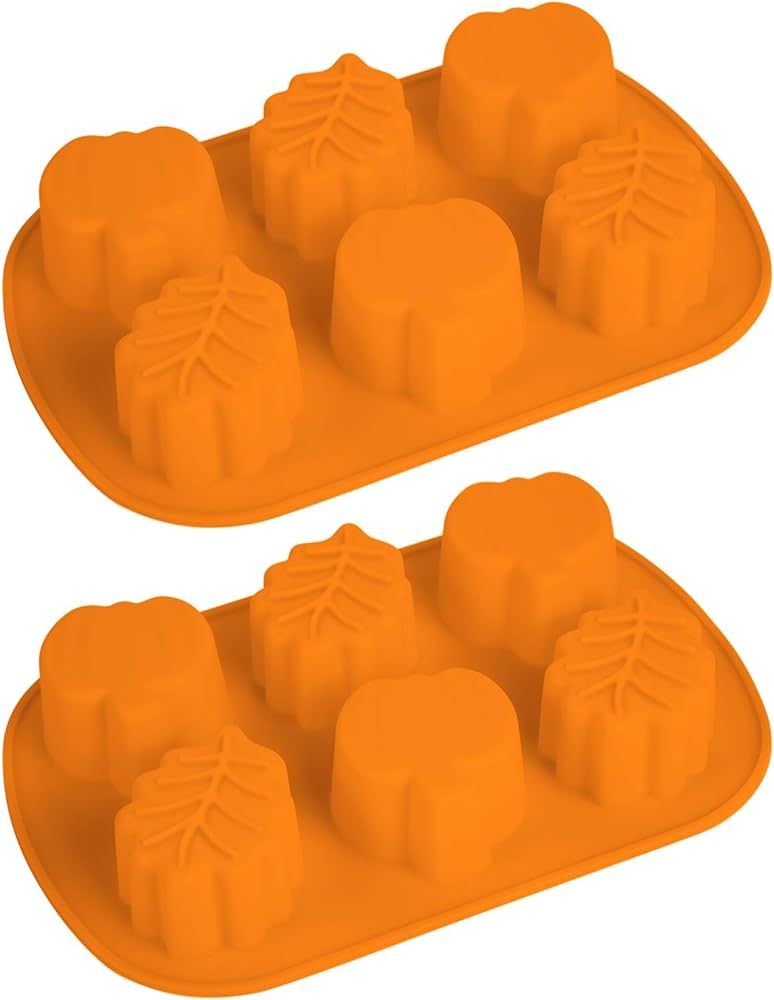 2 Pieces Pumpkin Leaf Silicone Molds 3D Thanksgiving Fall Theme Silicone Molds for Making Soap Ca... | Amazon (US)