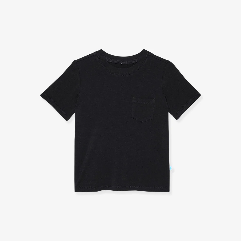 Solid Black Short Sleeve Black Pocket Tee | Posh Peanut® | Posh Peanut