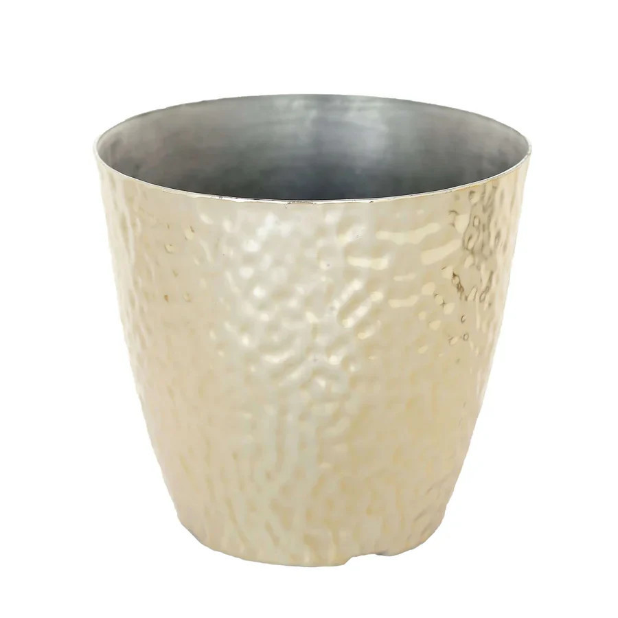 11" Gold Hammered Design Large Indoor Flower Plant Pot, Decorative Greenery Planter | Shop Simon