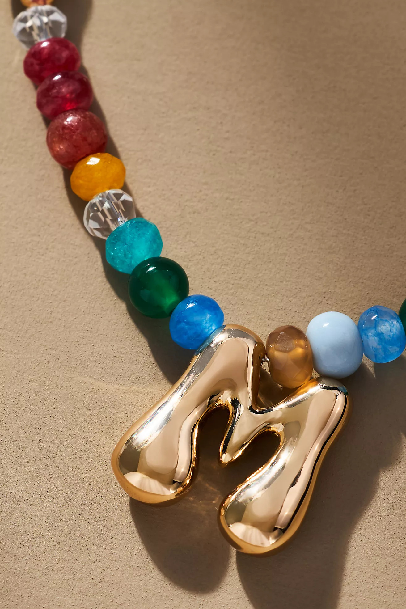 Colorful Beaded Bubble Letter Monogram Necklace | Anthropologie (US)