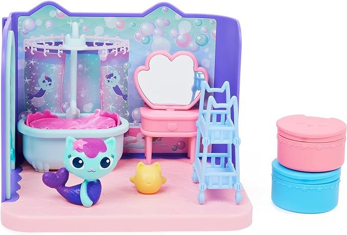 Gabby's Dollhouse, Primp and Pamper Bathroom with Mercat Figure, 3 Accessories, 3 Furniture and 2... | Amazon (US)