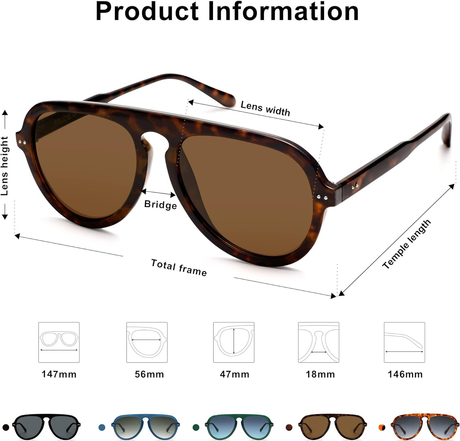 SOJOS Retro Aviator Sunglasses Womens Mens Vintage Plastic Frame Shades Lentes De Sol Para Mujer ... | Amazon (US)