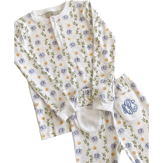 Smockingbird | Dreaming of Dreidels Hanukkah Pima Cotton Pajama Set, White (Prints, Size 12Y) | Mais | Maisonette