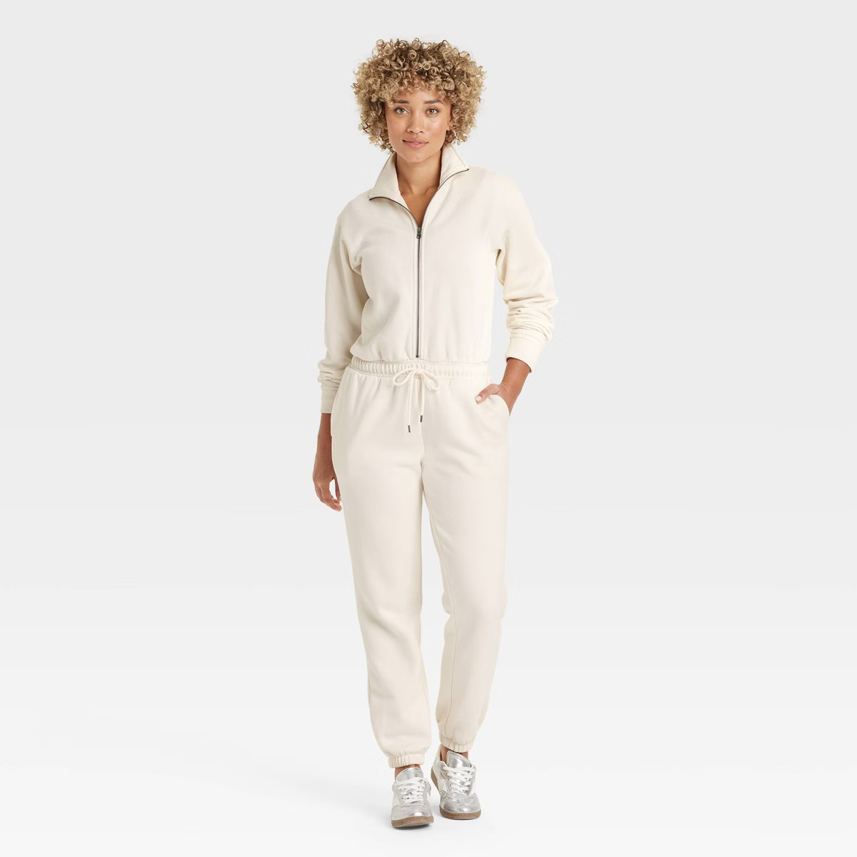 Women's Leisure Studio Long Sleeve Fleece Jumpsuit - Universal Thread™ Red L | Target