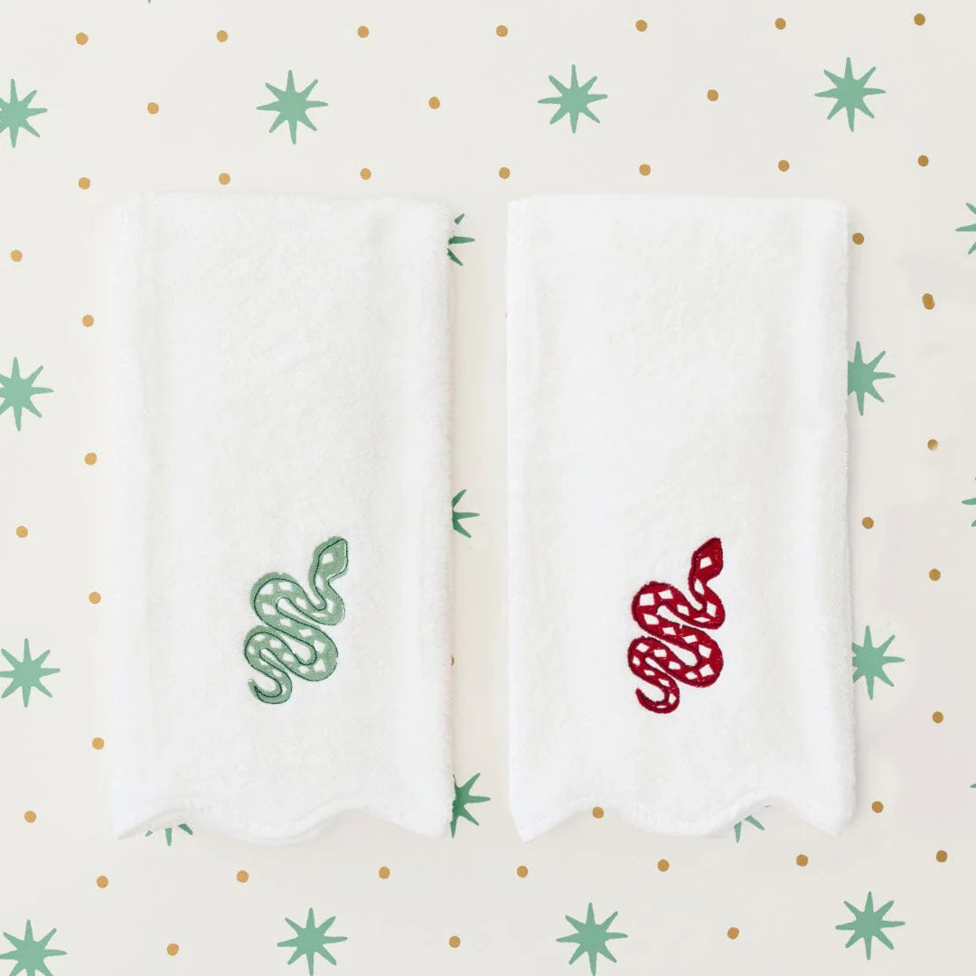 Red Snake Scallop Hand Towel | Weezie Towels