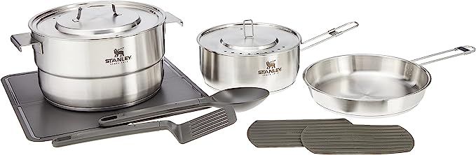 Stanley Even Heat Camp Pro Cookset, 11-Piece Camping Cookware Set with Stainless Steel Pots and Pans | Amazon (US)