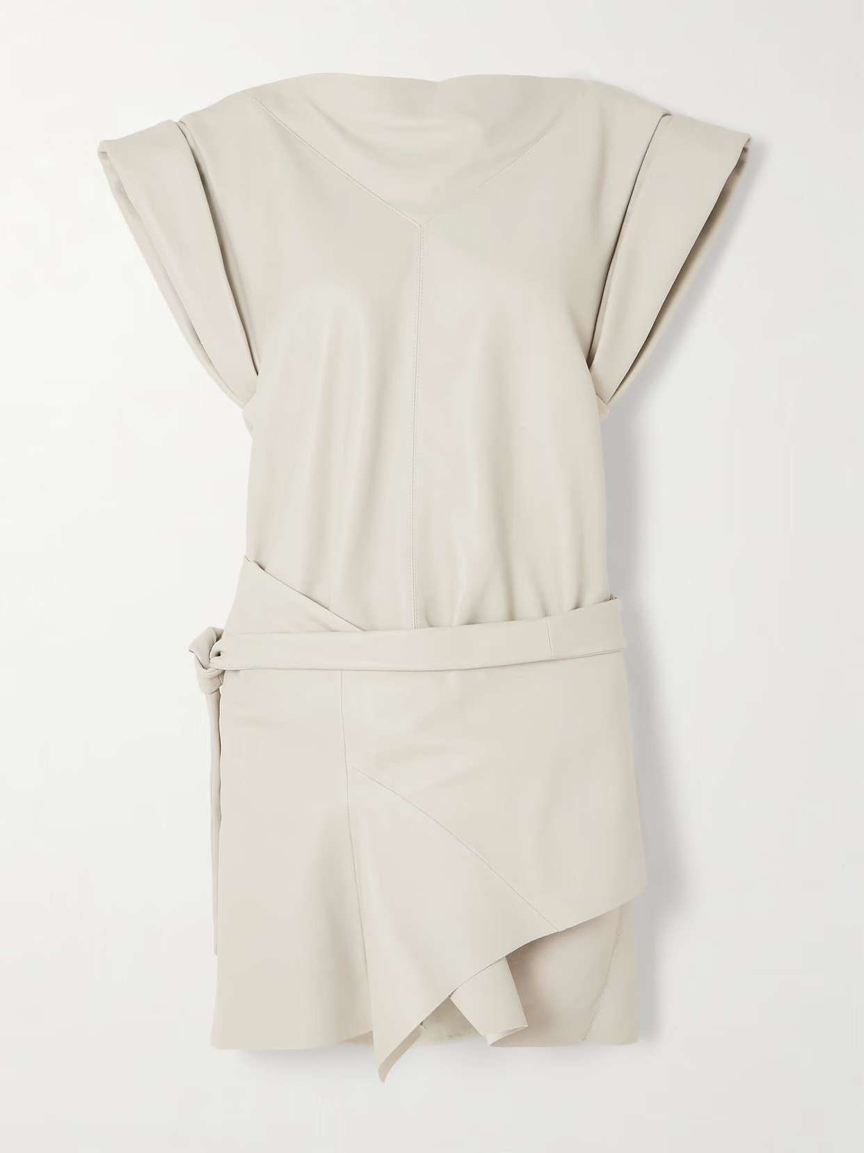 Isabel Marant - Bernadette Belted Asymmetric Wrap-effect Leather Mini Dress - Off-white | NET-A-PORTER (US)