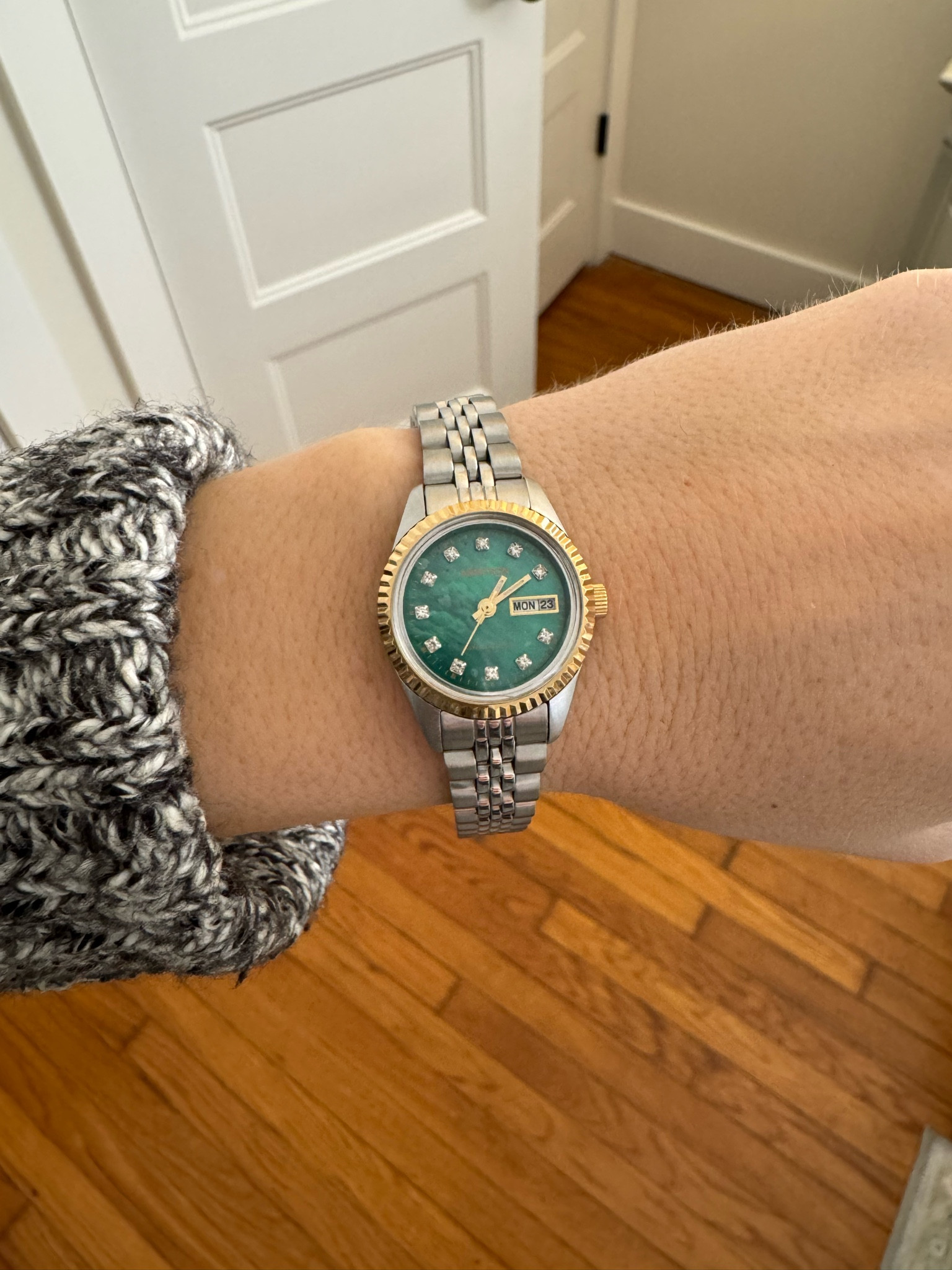 New watch for Christmas and you’ll die at the price! Looks very expensive but super affordable. Love the green face, comes in lots of different color styles. #amazonwatch #newjewelry 

#LTKover40 #LTKsalealert