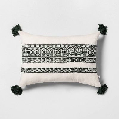 Throw Pillow Green with Tassels - Hearth & Hand™ with Magnolia | Target