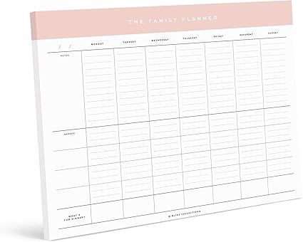 Bliss Collections Family Planner with 50 Undated 8.5 x 11 Tear-Off Sheets - Simple Pink Daily and... | Amazon (US)