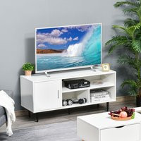 TV Stand Cabinet with Shelves and Cable Hole for Living Room, White | Debenhams UK
