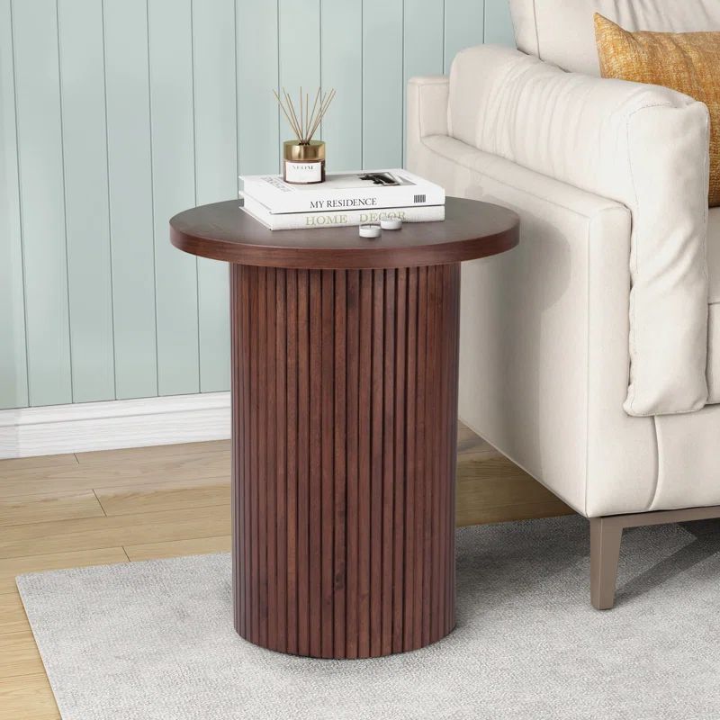 Serwon 22" Tall Pedestal Wood Round End Table | Wayfair North America