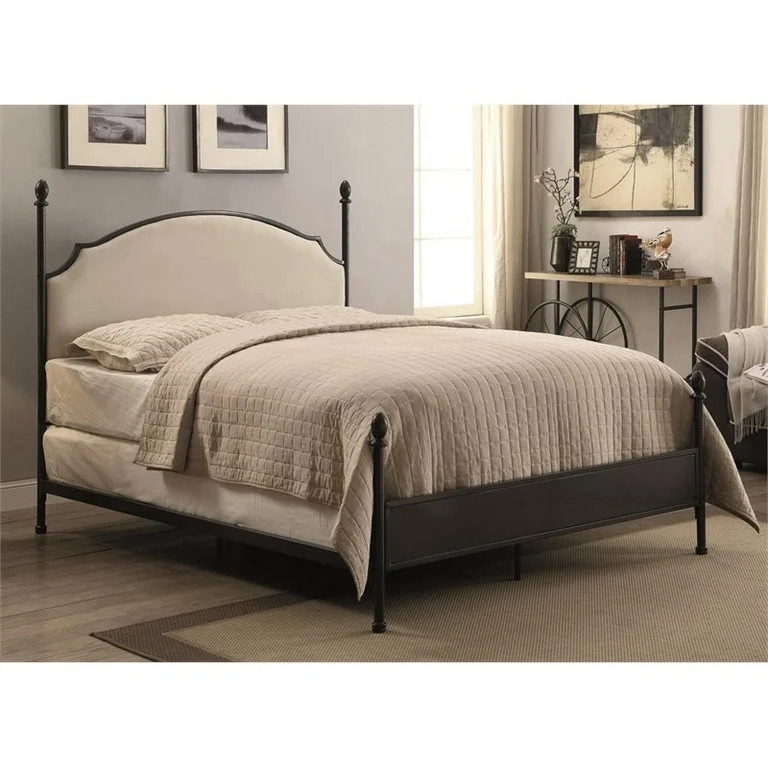 Furniture of America Freila Transitional Metal Cushioned Poster Bed, King, Gray | Walmart (US)