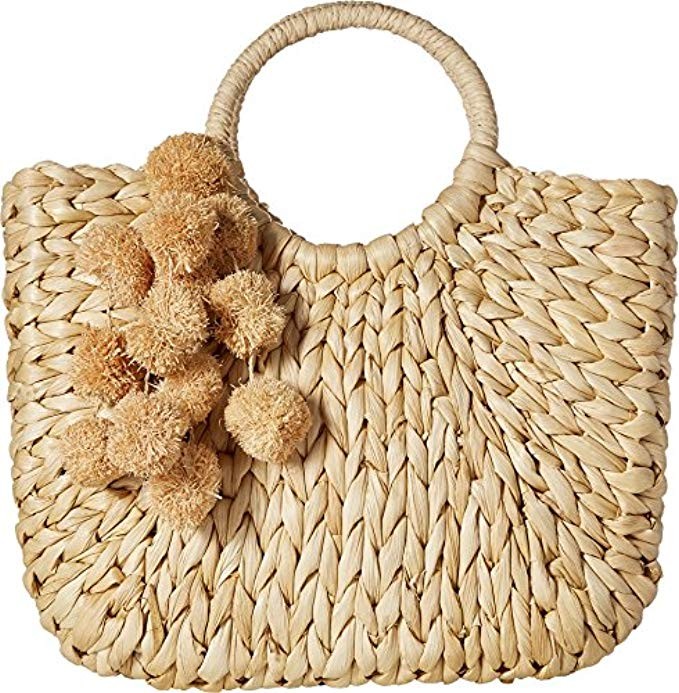 Hat Attack Womens Small Round Handle Tote with Poms | Amazon (US)