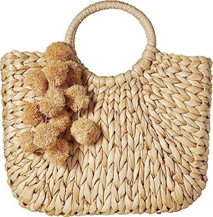 Hat Attack Womens Small Round Handle Tote with Poms | Amazon (US)