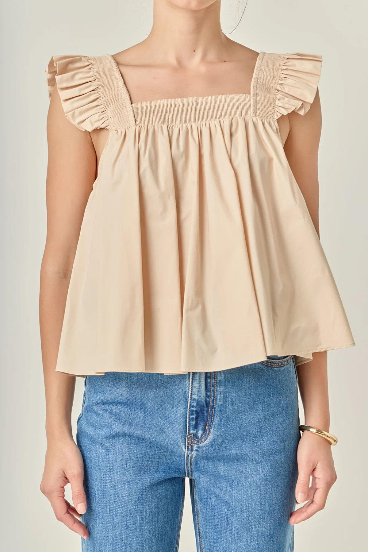 Ruffle Detail Square Neck Top | OBJECTRARE